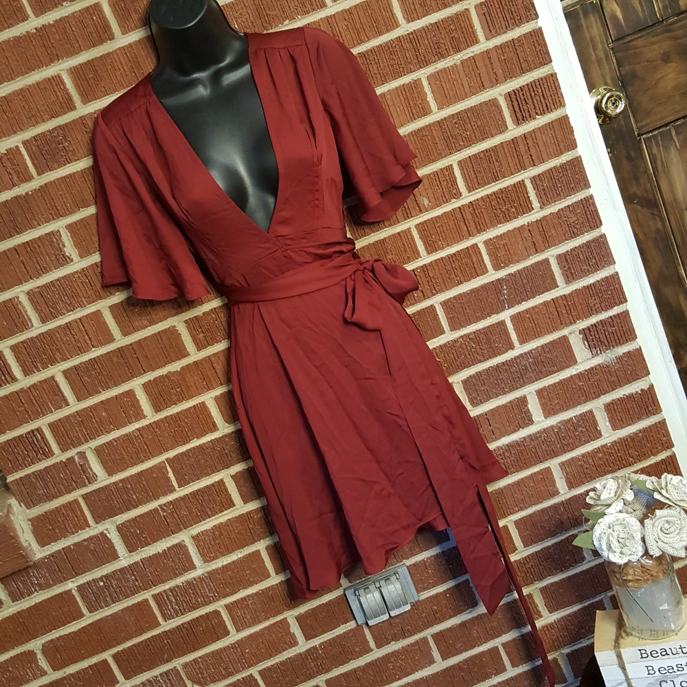House of Harlow 1960 Harper Satin Wrap Mini Dress